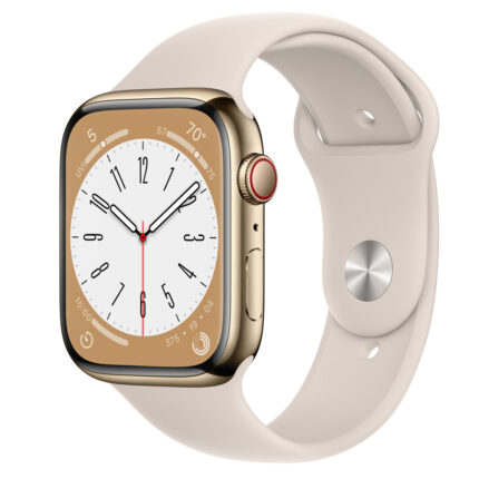 Apple Watch Series 8 GPS + Cellular 45mm Gold Stainless Steel Case with Starlight Sport Band - Regular